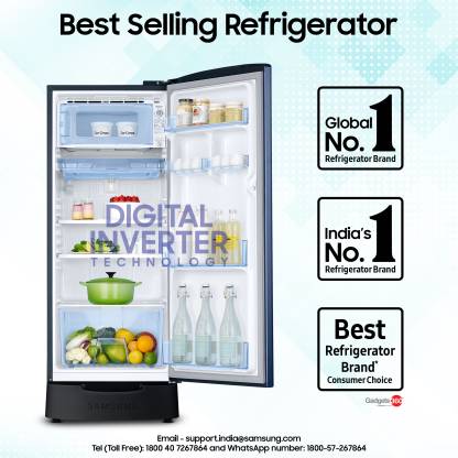 SAMSUNG 183 L Direct Cool Single Door 4 Star Refrigerator with Base Drawer with Digital Inverter