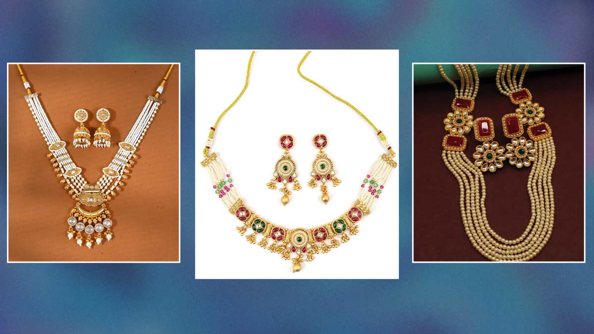 साड़ी में पाना चाहती हैं रॉयल लुक तो, ये मोती डिजाइंस वाले नेकलेस | latest  moti design necklace for royal look in saree | HerZindagi
